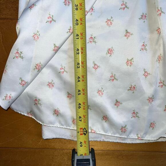 Vintage Miss Elaine Long Nightgown Floral Small Pink White Satin lined - Picture 13 of 14
